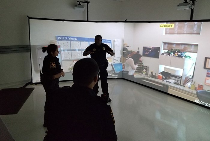 Rookie officers train in the Advanced Threat and Violence Prevention Center.