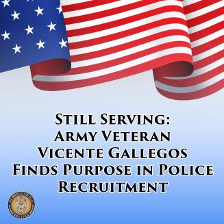 Blue background with American flag and writing