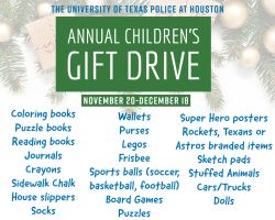 The University of Texas Police at Houston Annual Children’s Gift Drive Began November 20