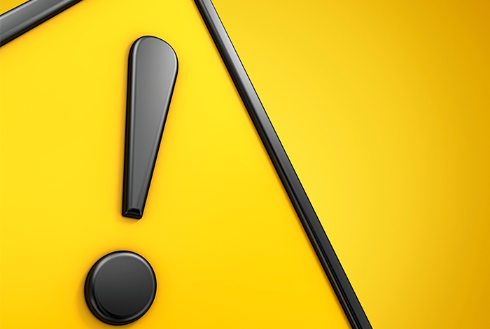Exclamation point on yellow background
